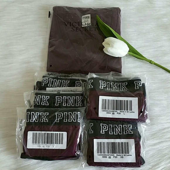 Nwt Pink Vs V- NECK Tee & LOGO Boyshort . - Picture 8 of 8