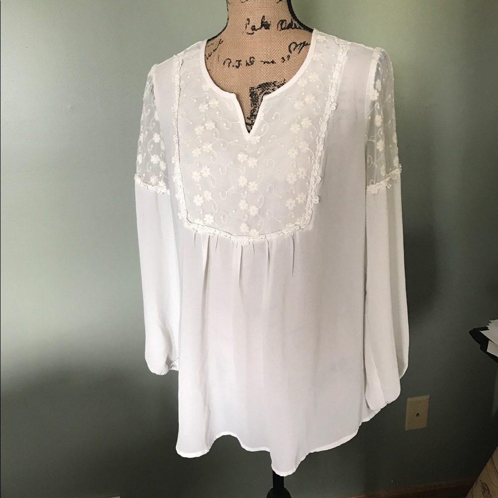 Lace baby doll long sleeve top