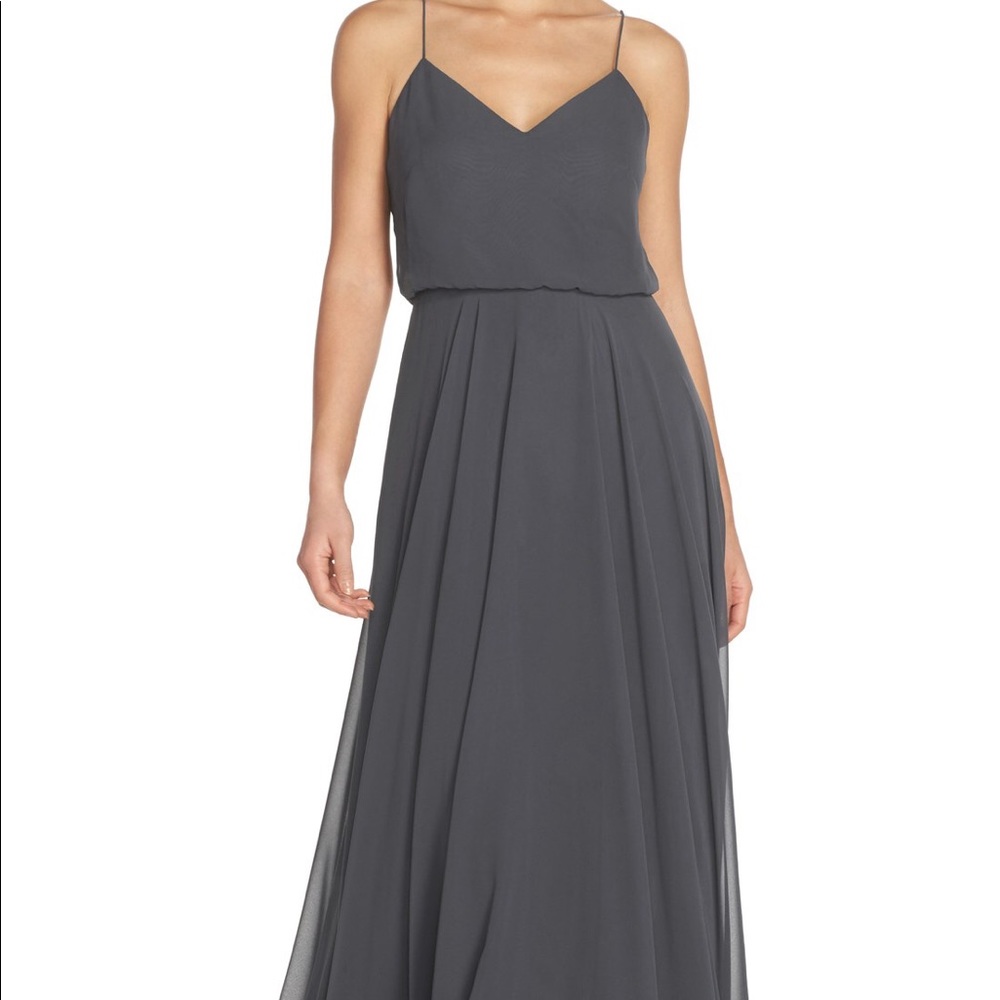 Jenny Yoo Inesse Chiffon Spaghetti Strap Dress