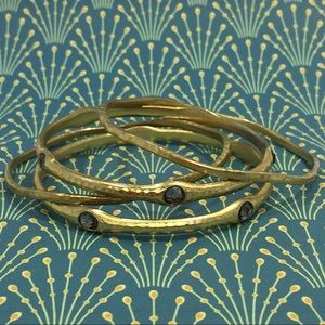 Gold tone gemstone bangle set