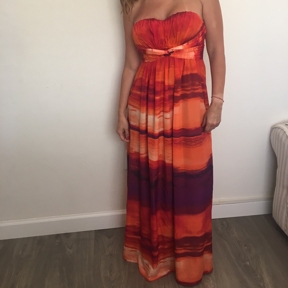 NWOT Strapless Orange Maxi Dress