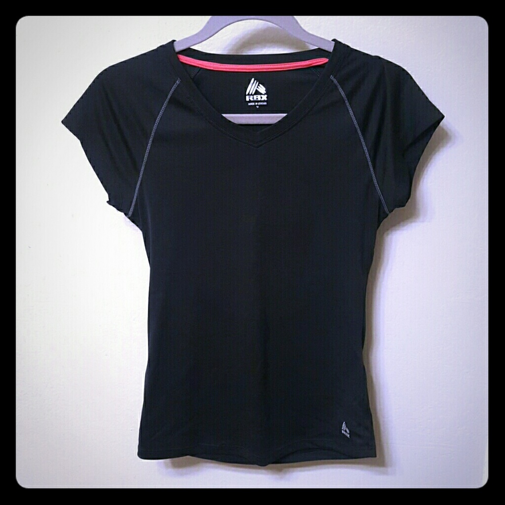 Black V neck workout top. Size M  but runs SM