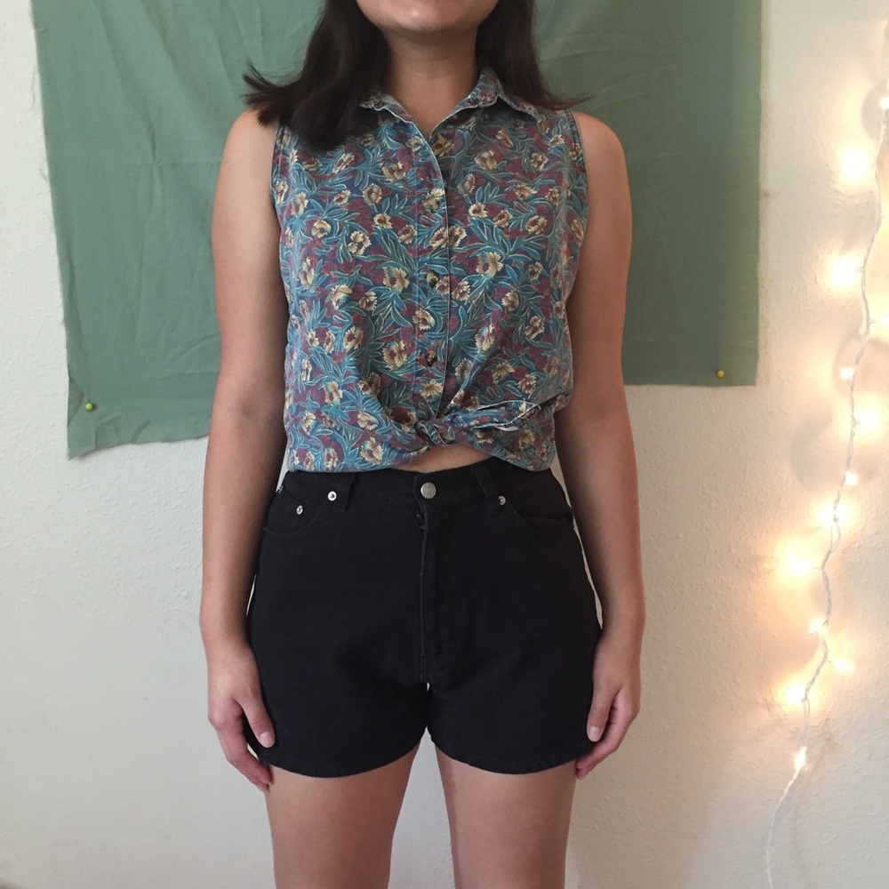 Vintage button up flower shirt