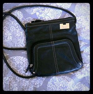 Tignanello Black Leather Crossbody Purse