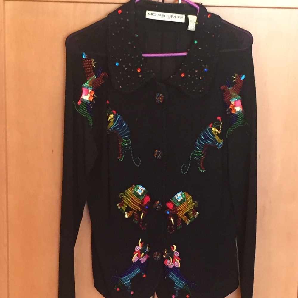 Authentic Michael Simon Cardigan, Fancy Embroidery