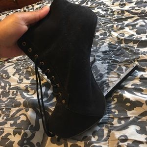 Black Clear Heeled Booties