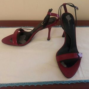 Colin Stuart dark red/black strappy heels size 7