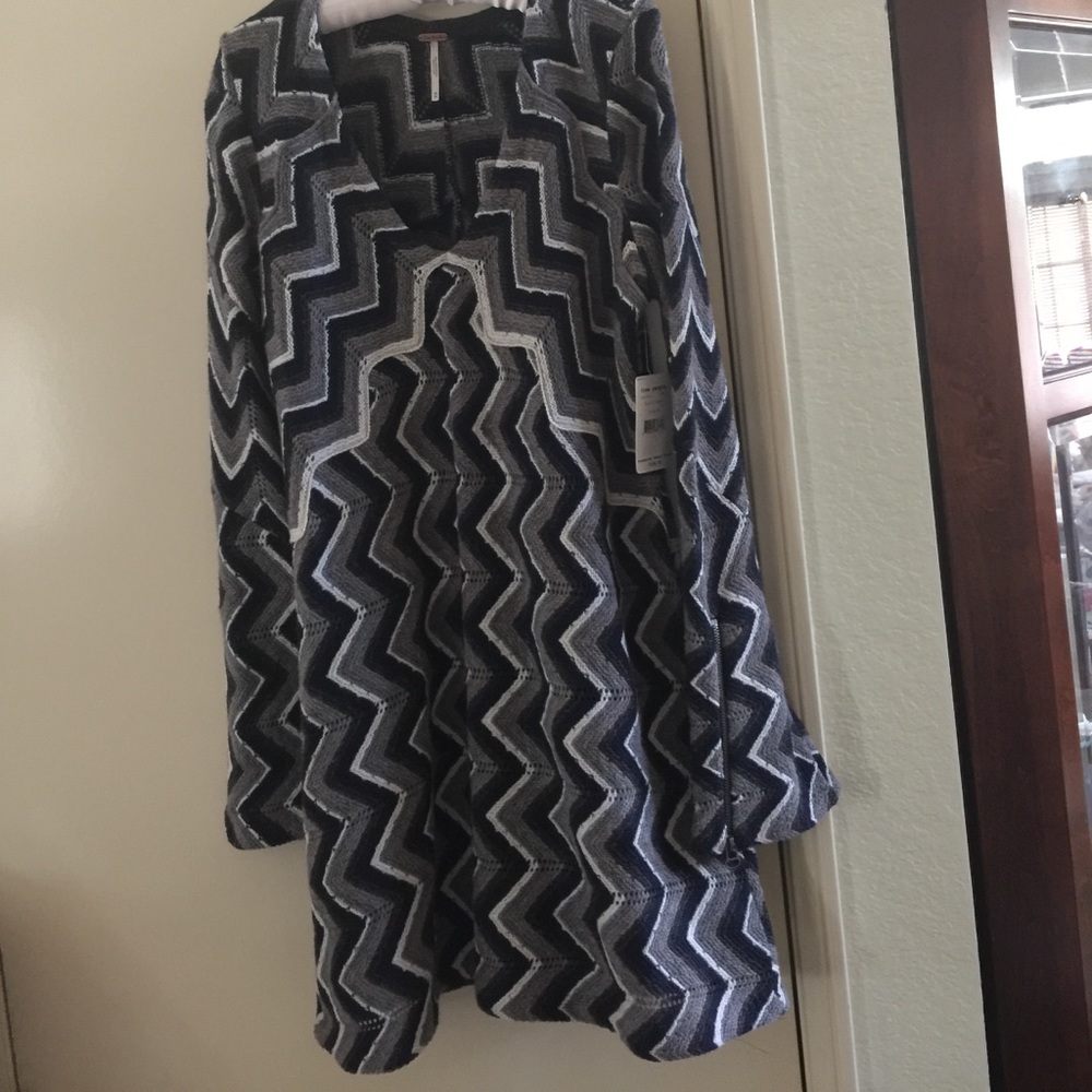 Free people Chevron sweater dress v neck NEW
