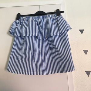 H&M striped ruffle tube top in blue/white H&M striped ruffle tube top in blue/white