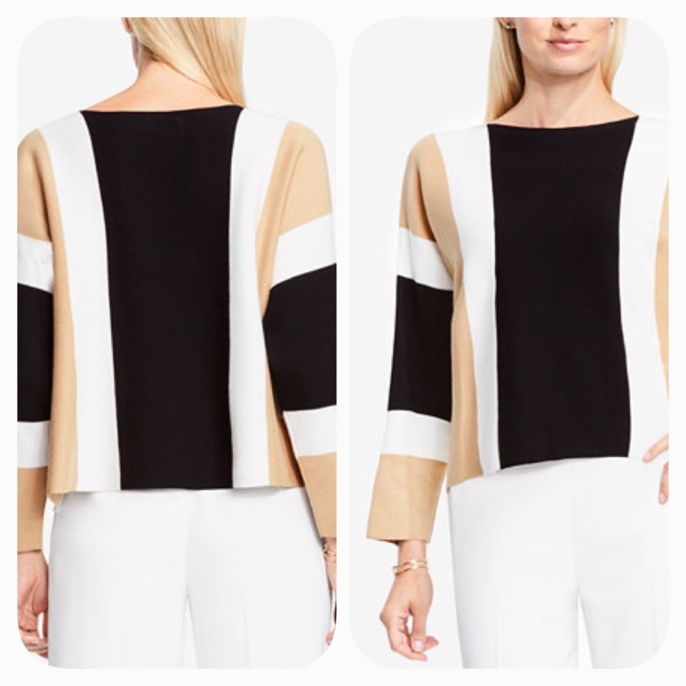 NWT Vince Camuto Colorblocked Striped Dolman Top