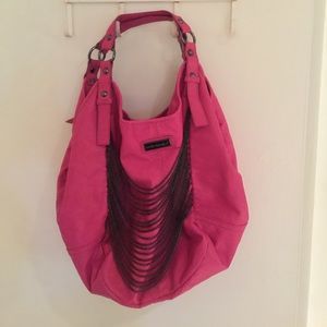 Melie Blanco pink leather handbag polkadot inside