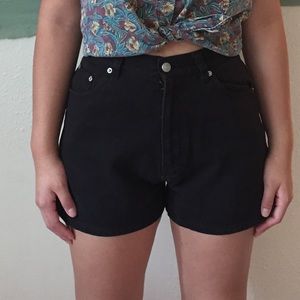 Black denim high waisted shorts