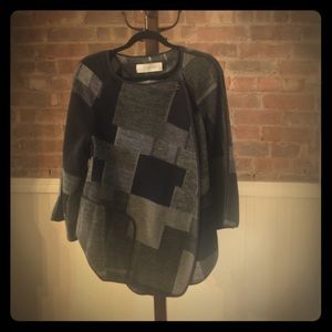 T Tahari Patchwork Overlap Jacket