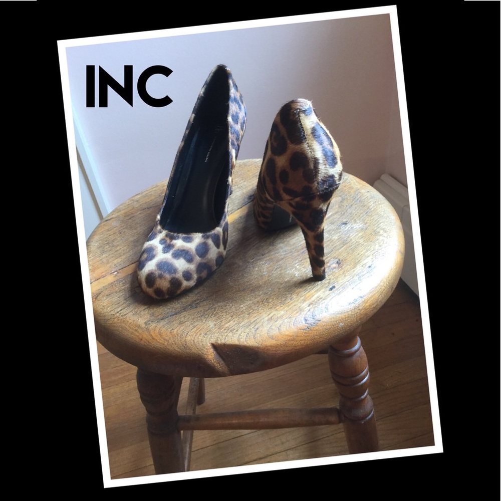 👠Leopard Cow-Hair Pumps--INC