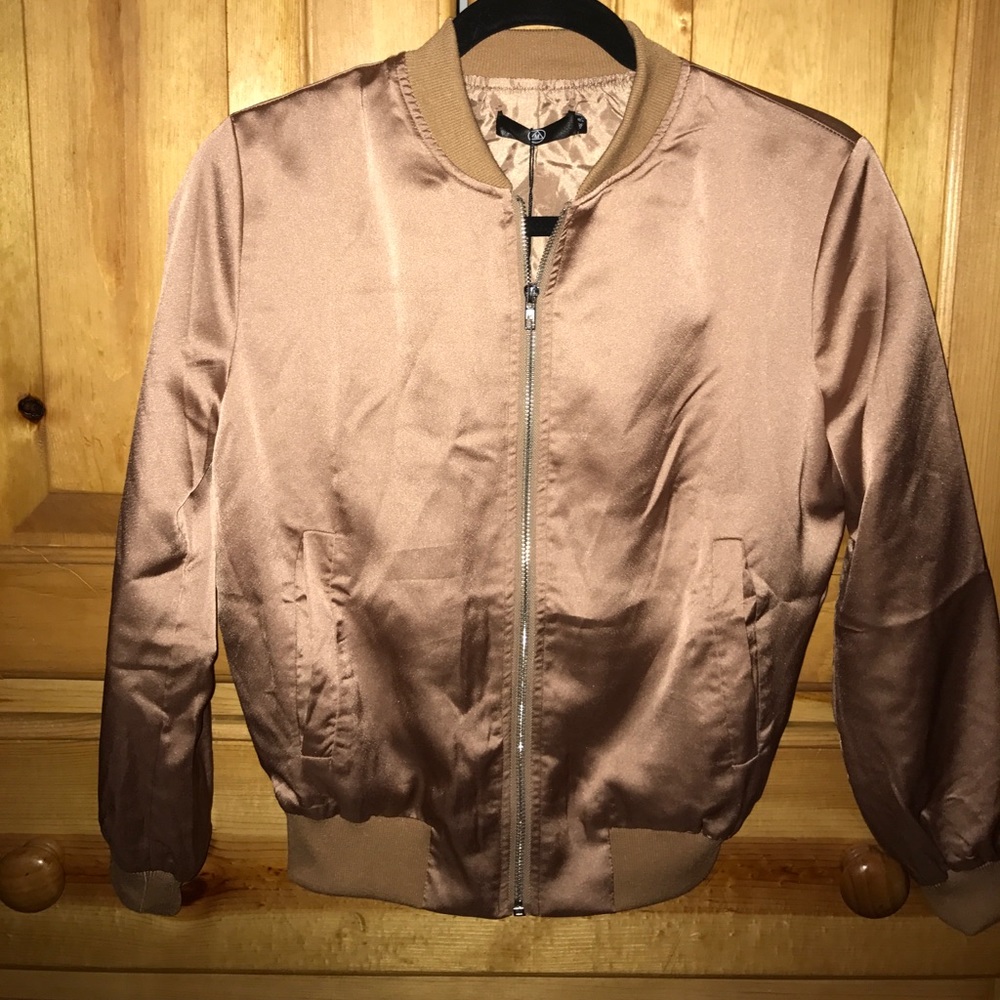 Missguided Pink Satin Bomber Jacket