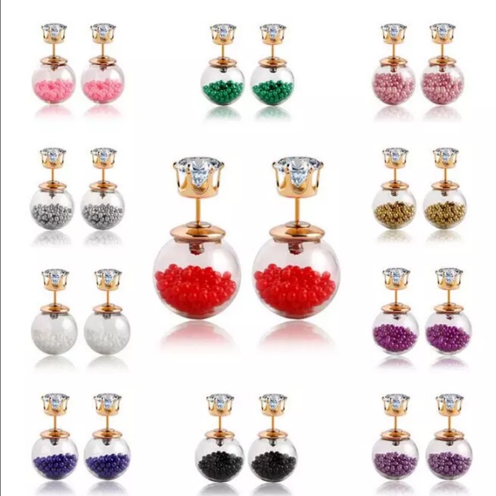 ON HOLD  Double Sided Ball Crystal Stud Earrings