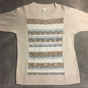 J Crew Factory Knit Textured Striped Sweater