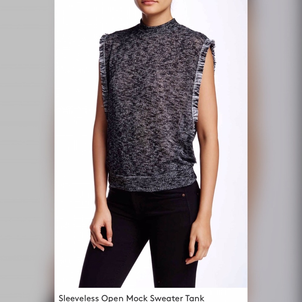 H.I.P Sleeveless Open Mock Sweater Tank XS Grey