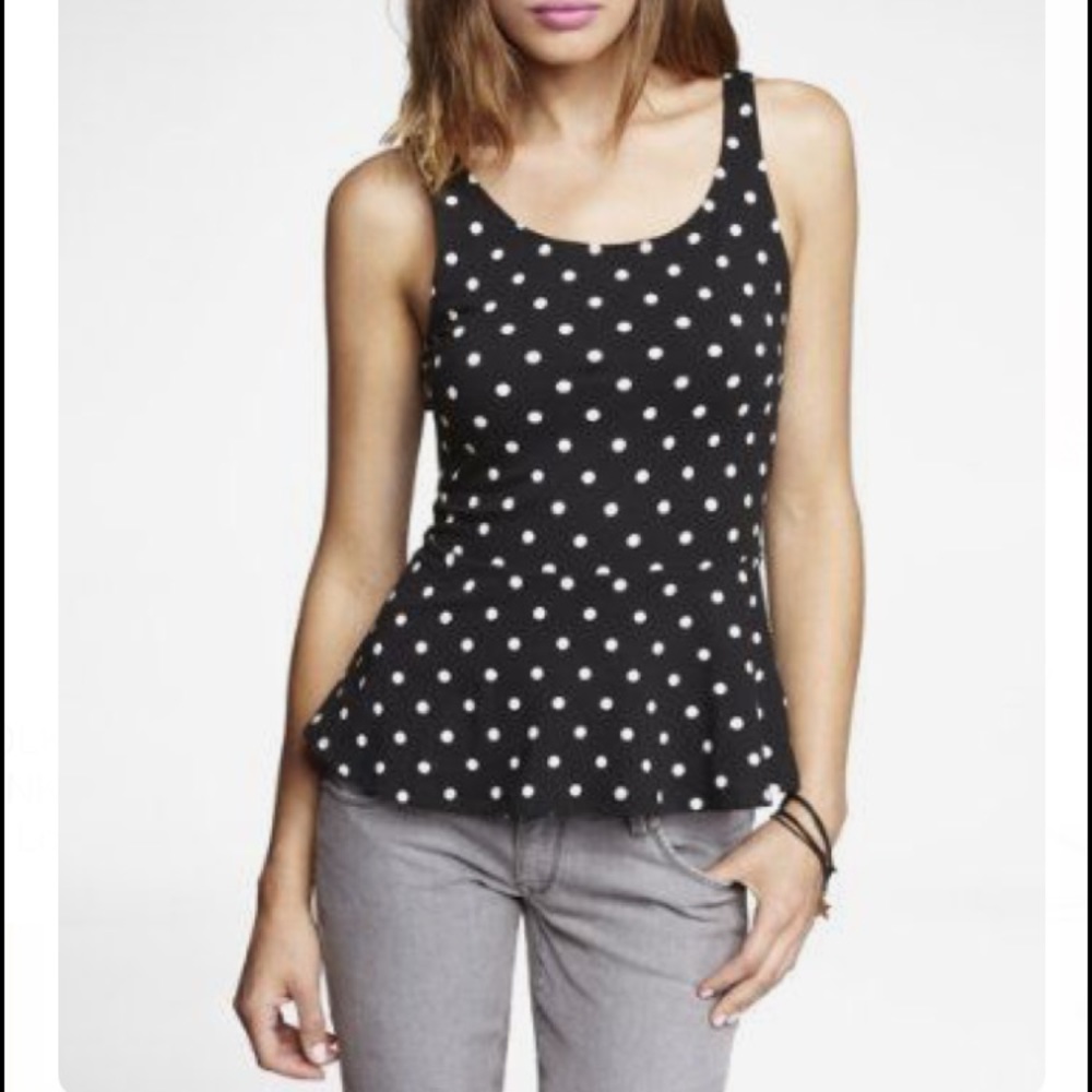 Express polka dot peplum tank