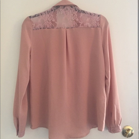 Lace Blush Peach Button Up - Picture 4 of 4