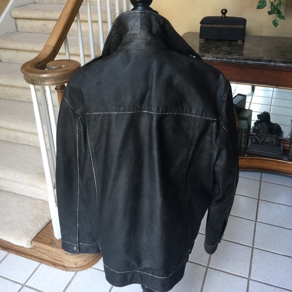 Guess Men's Leather Motorcycle Jacket - Picture 2 of 4
