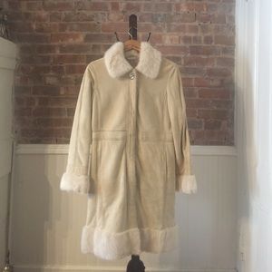 Shearling coat w. mink trim