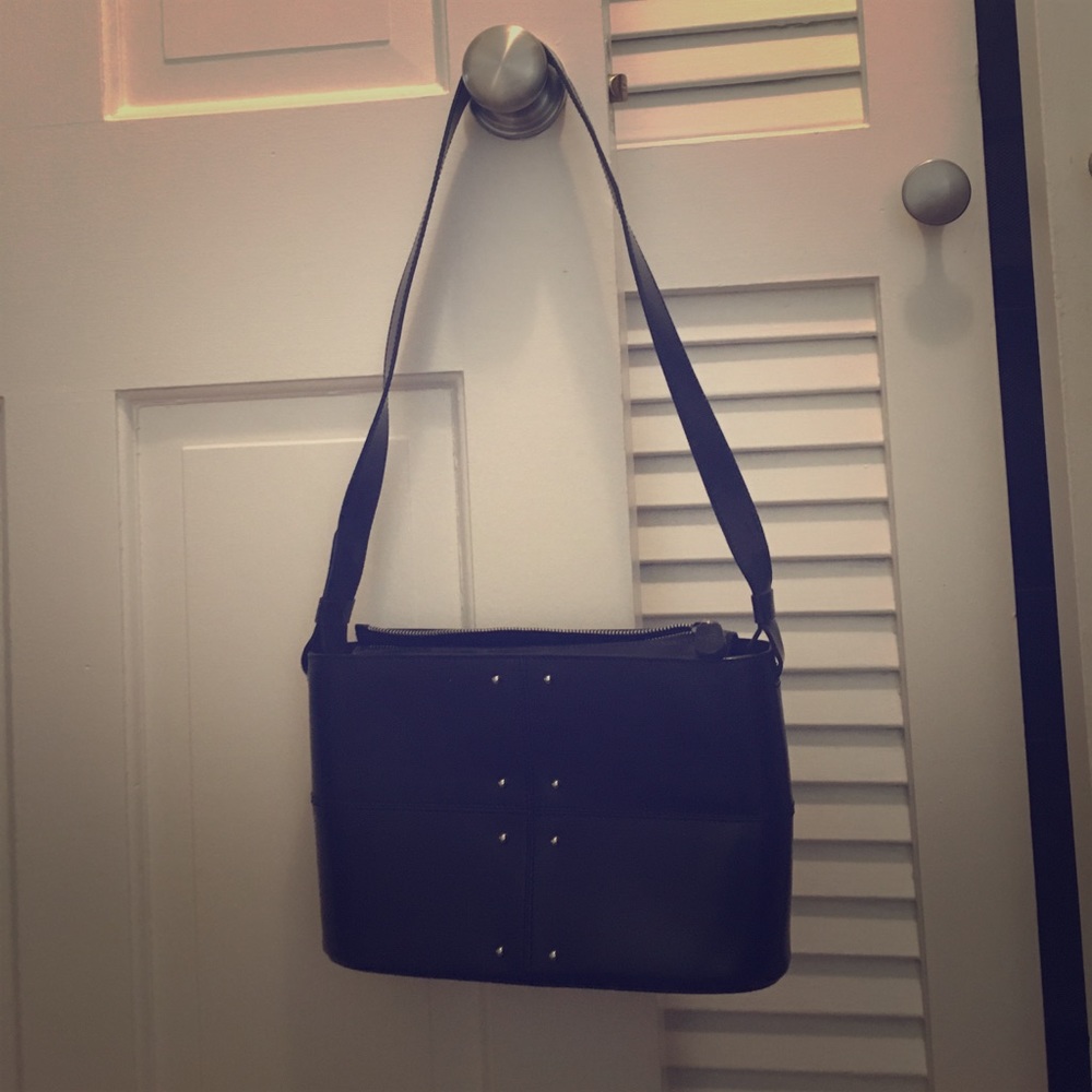Tod's black with silver studs shoulder bag