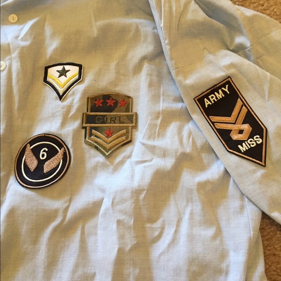 Zara Military Patch Button Down Blouse - Picture 2 of 4