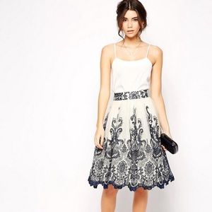 Premium Embroidered Lace Prom Midi Skirt