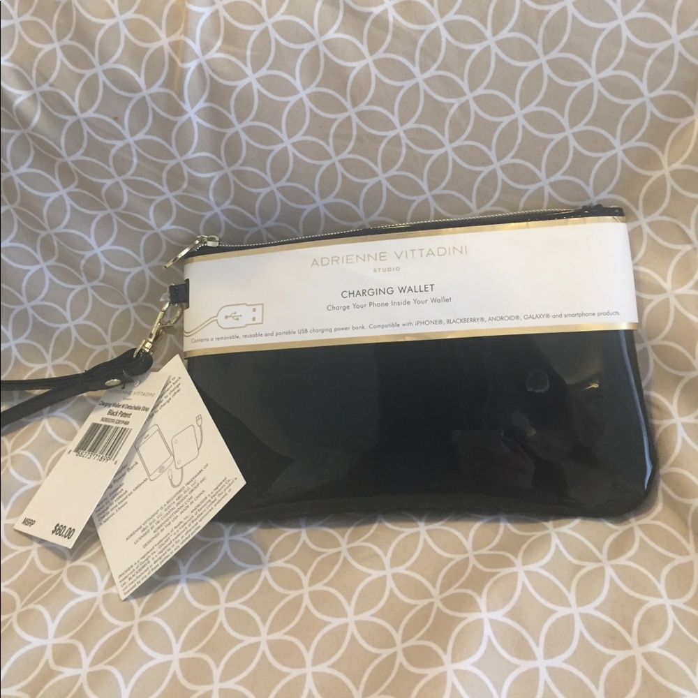 Adrienne Vittadini black patten leather wristlet