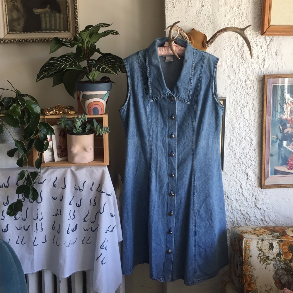 Vintage Jean Button-down Dress