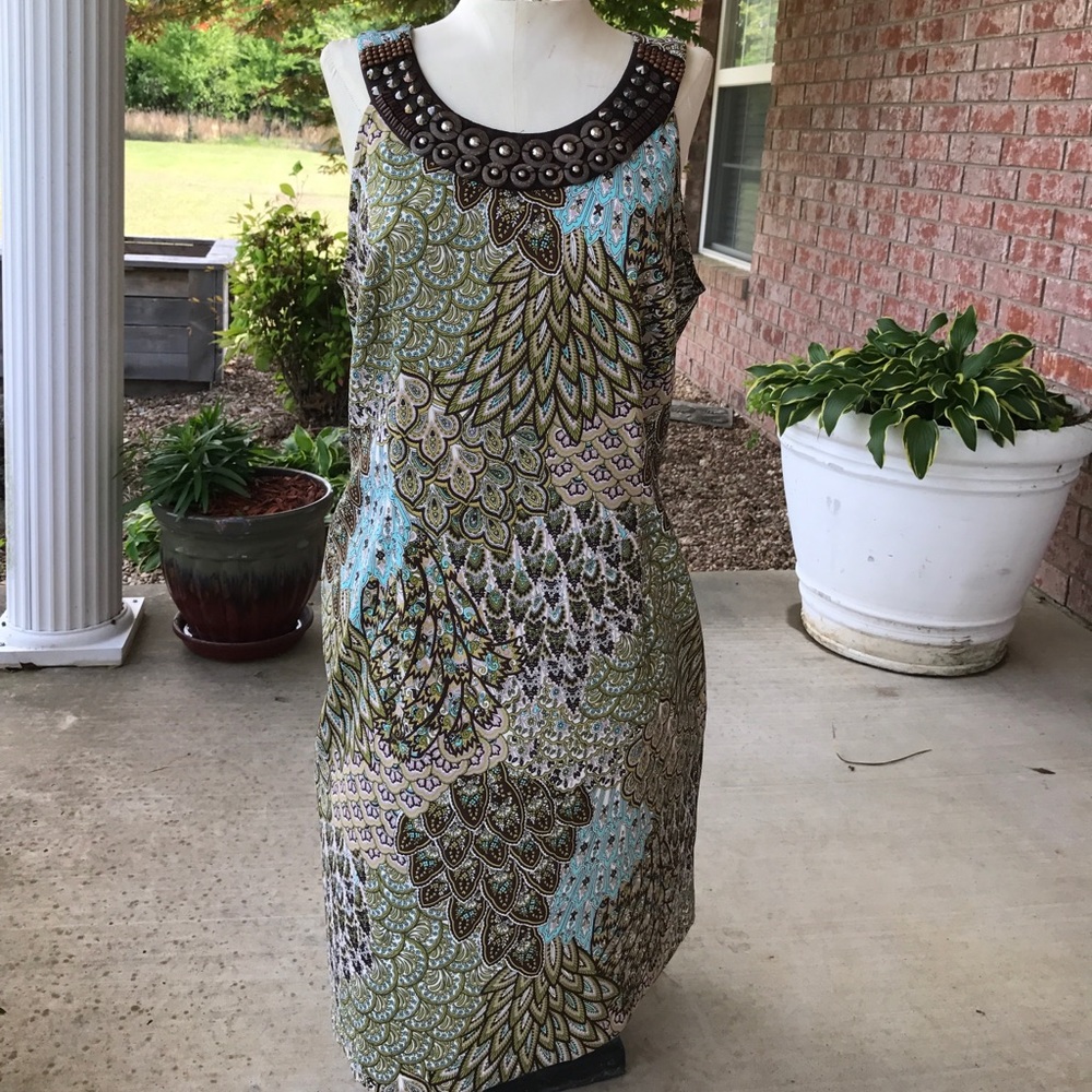 Teal and brown size 16 dress