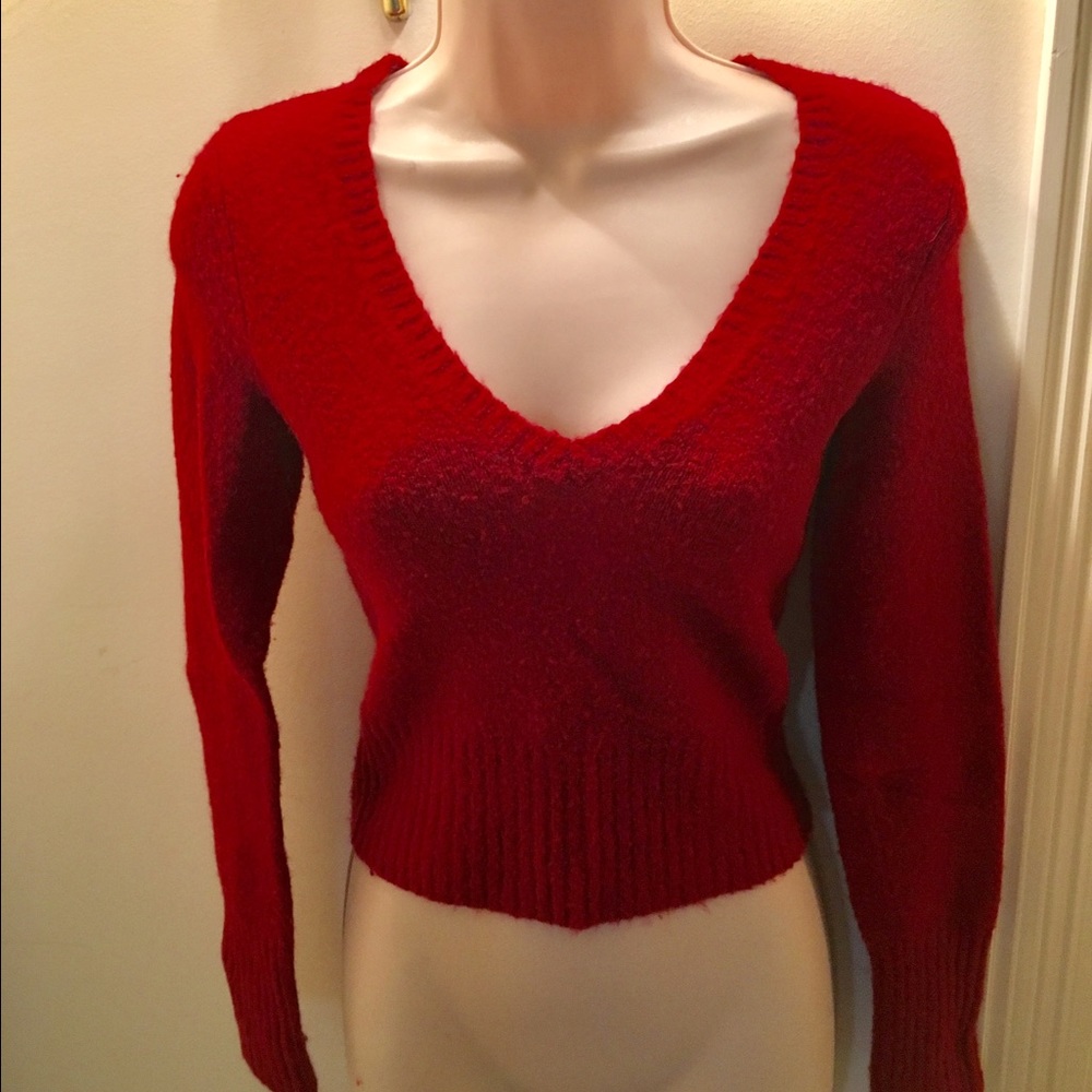 Red v-neck sweater