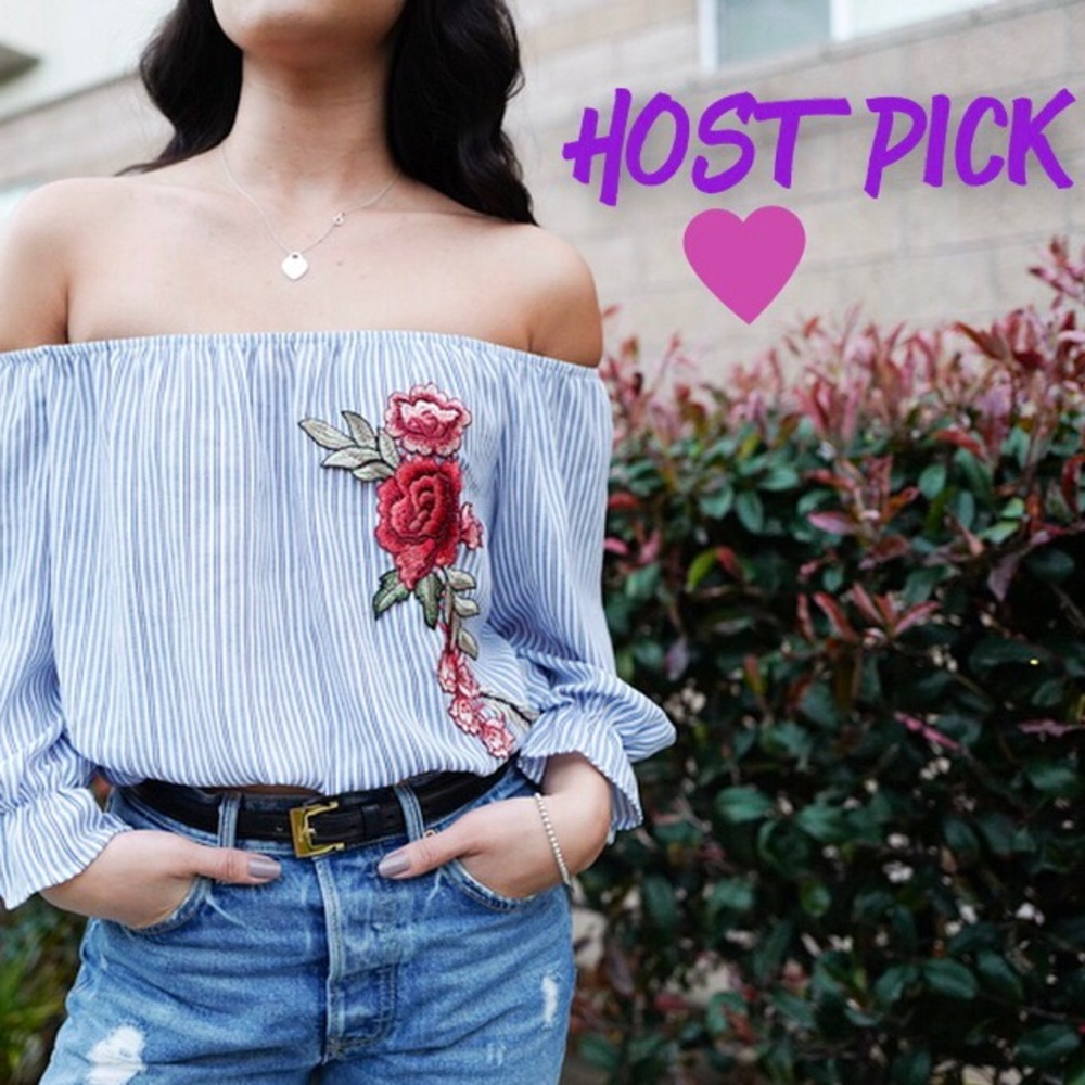 Off shoulder flower top