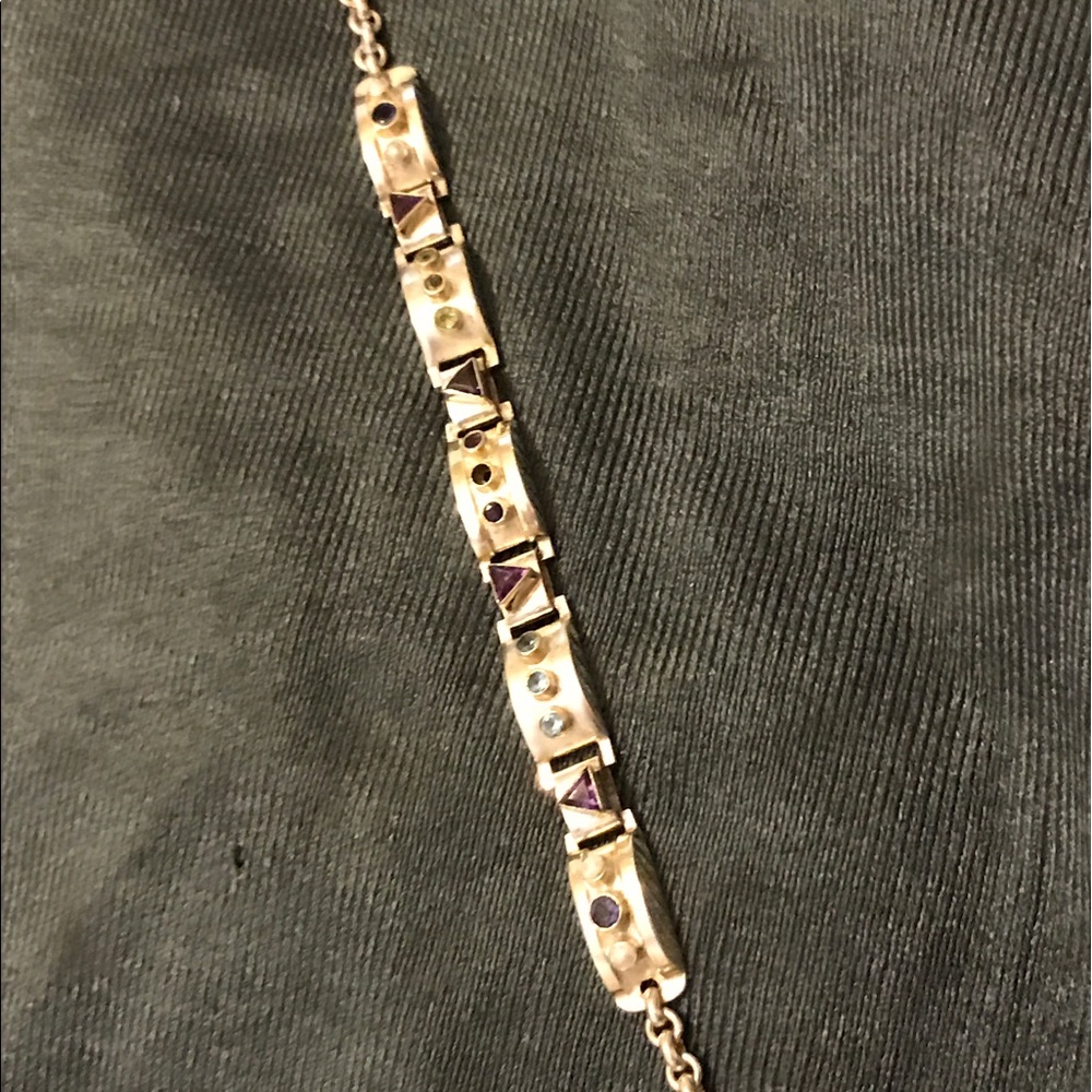 One of a kind silver gemstone bracelet