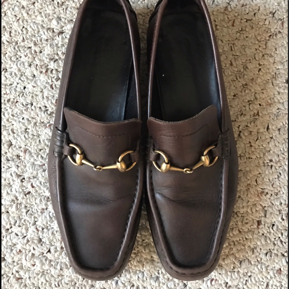 Gucci horsebit brown leather driver loafer