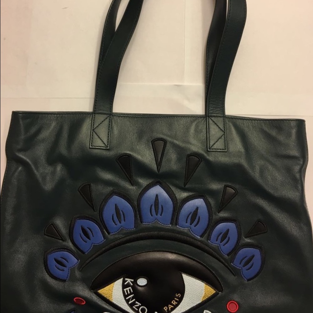 Kenzo Eye Leather Tote, Dark Green - Picture 2 of 8