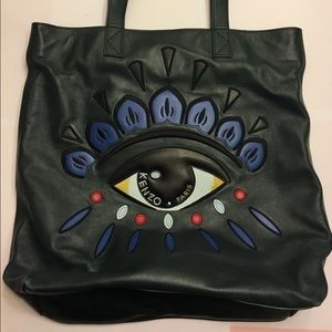 Kenzo Eye Leather Tote, Dark Green