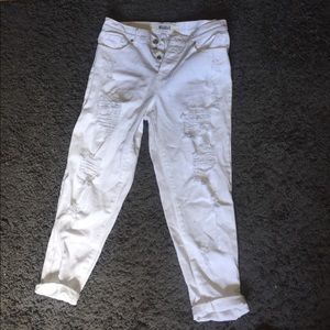 High rise Brandy Melville Ripped white jeans