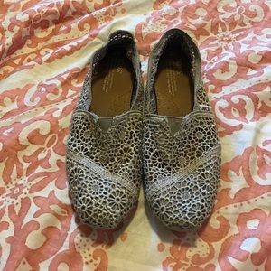 Toms gray crochet slip-ons