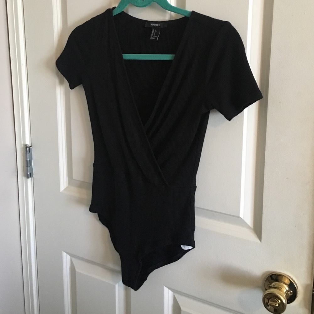 Black ribbed bodysuit