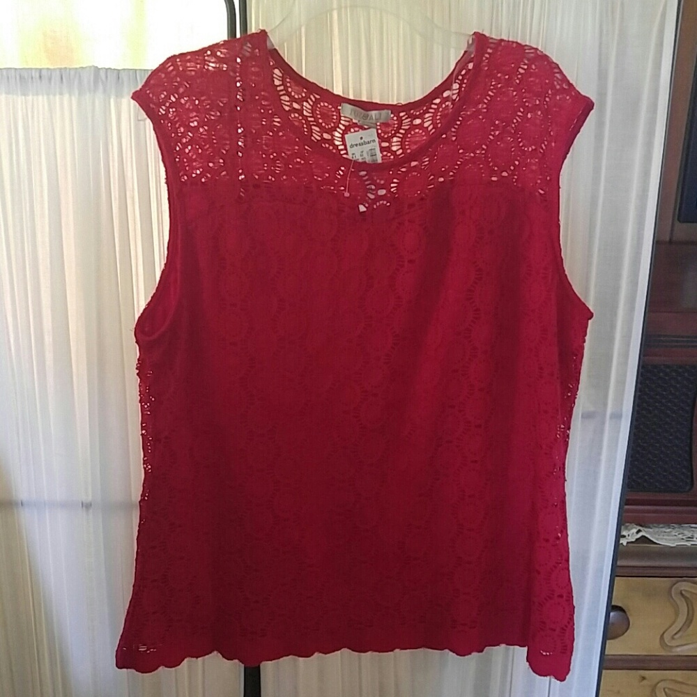 Red lace tank top