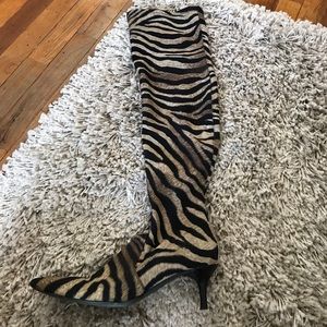 Donald J Pliner Knee High Zebra Stripe Boot.