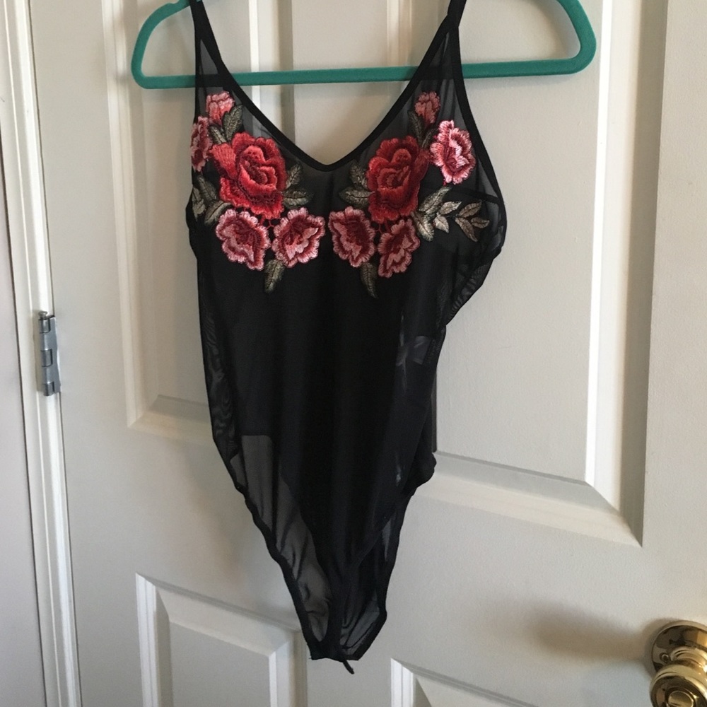 Mesh rose bodysuit