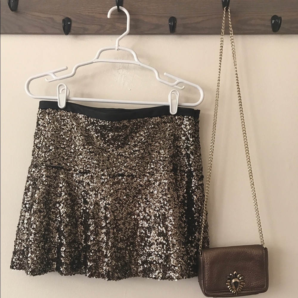 Gold sequin party skirt (Express)