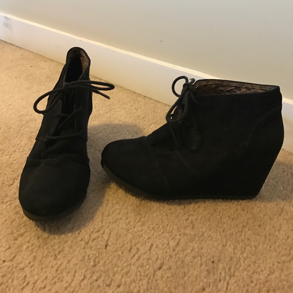 Black wedge booties