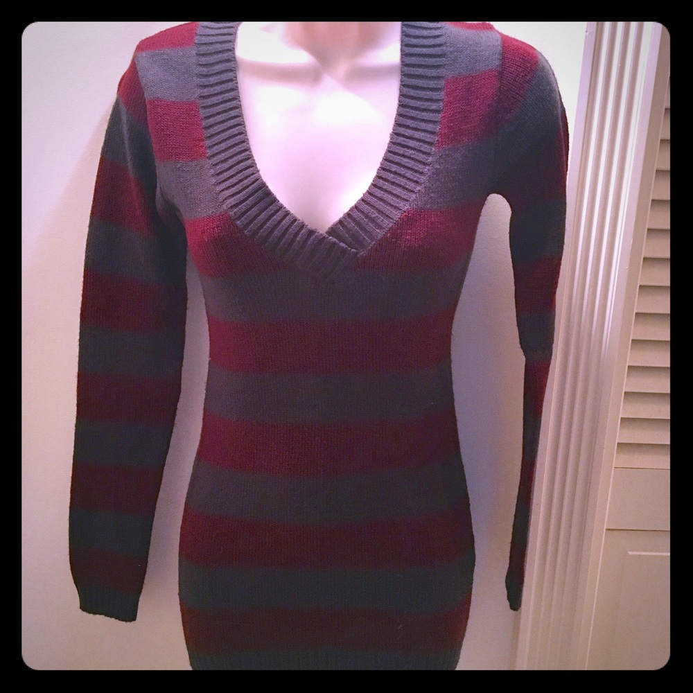 Striped V-neck sweater