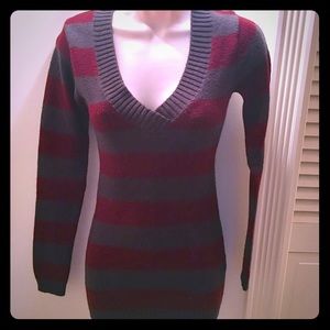Striped V-neck sweater