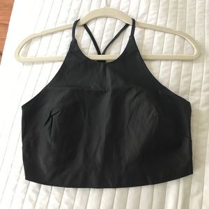 NWOT Coated Black Crop Top