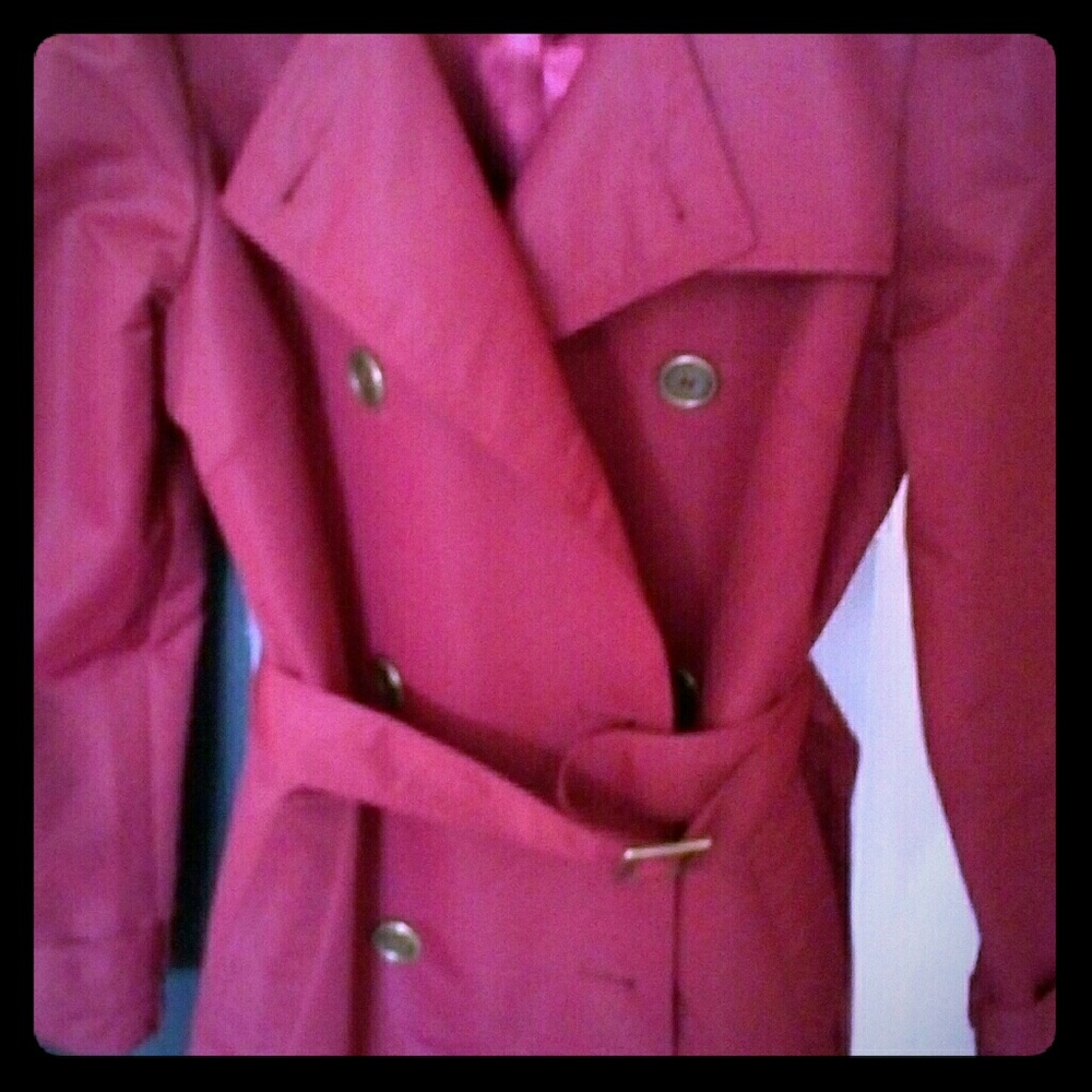 Red Rachel Zoe Trench Coat with hood